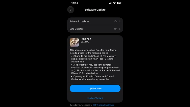 iOS 27.0.1 sửa lỗi Face ID làm iPhone 18 Pro tự khởi động lại